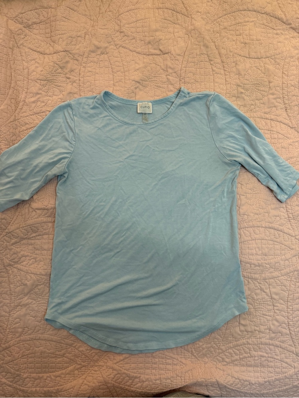 Cupio Pale Blue Crew Neck Short Sleeve Top